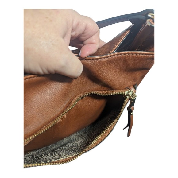 SOLE SOCIETY Women's Handbag Brown Purse Shoulder Bag Faux Leather Zipper - Picture 11 of 14